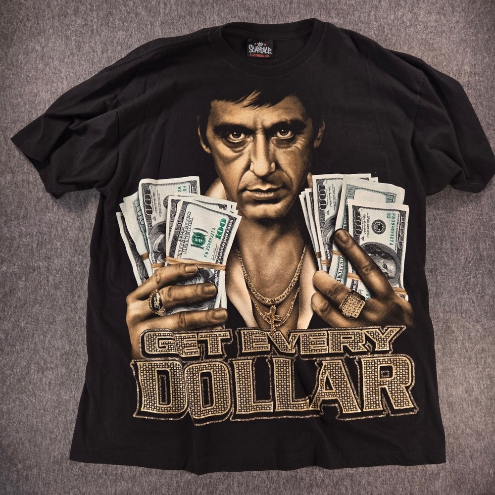 Vintage Scarface Shirt Mens XL Black Get Every Dollar Tony Montana Al Pacino Y2K